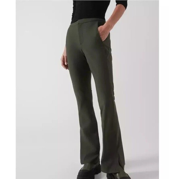Athleta Pants Womens 2 Stellar Green Gray Flare Trouser Mid-Rise Fitted L - Picture 1 of 16